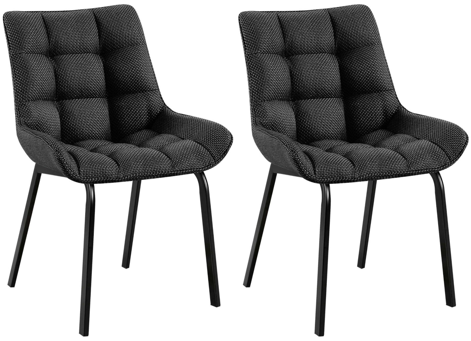 STUHL 2er Set Stoff Titangrau - Graubraun/Schwarz, Textil/Metall (58/84/57cm) - CLP
