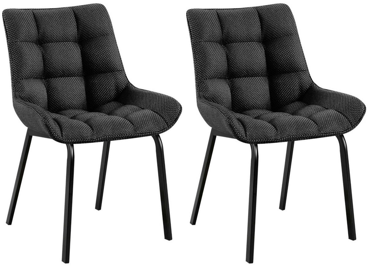 STUHL 2er Set Stoff Titangrau - Graubraun/Schwarz, Textil/Metall (58/84/57cm) - CLP