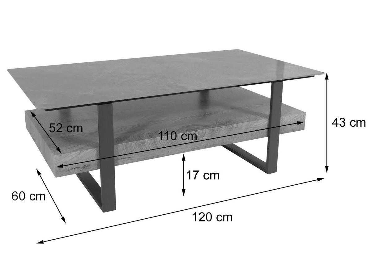 COUCHTISCH rechteck Schwarz - Schwarz, Holz (60/120/43cm) - MCW