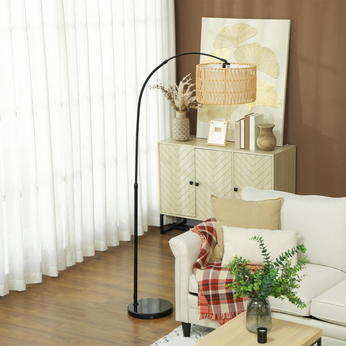 STEHLEUCHTE 93x34x144-175cm Bogenlampe Höhenverstellbar Mit Fußschalter Schwarz - Schwarz, Metall (93/34/175cm) - Raelunyi