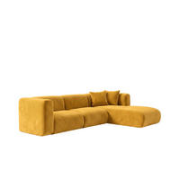 ECKSOFA L-Form, Velvet-Stoff Bluvel, Golden, Rechts, GRETA - Goldfarben, Holz (318/179cm) - Kaiser Möbel