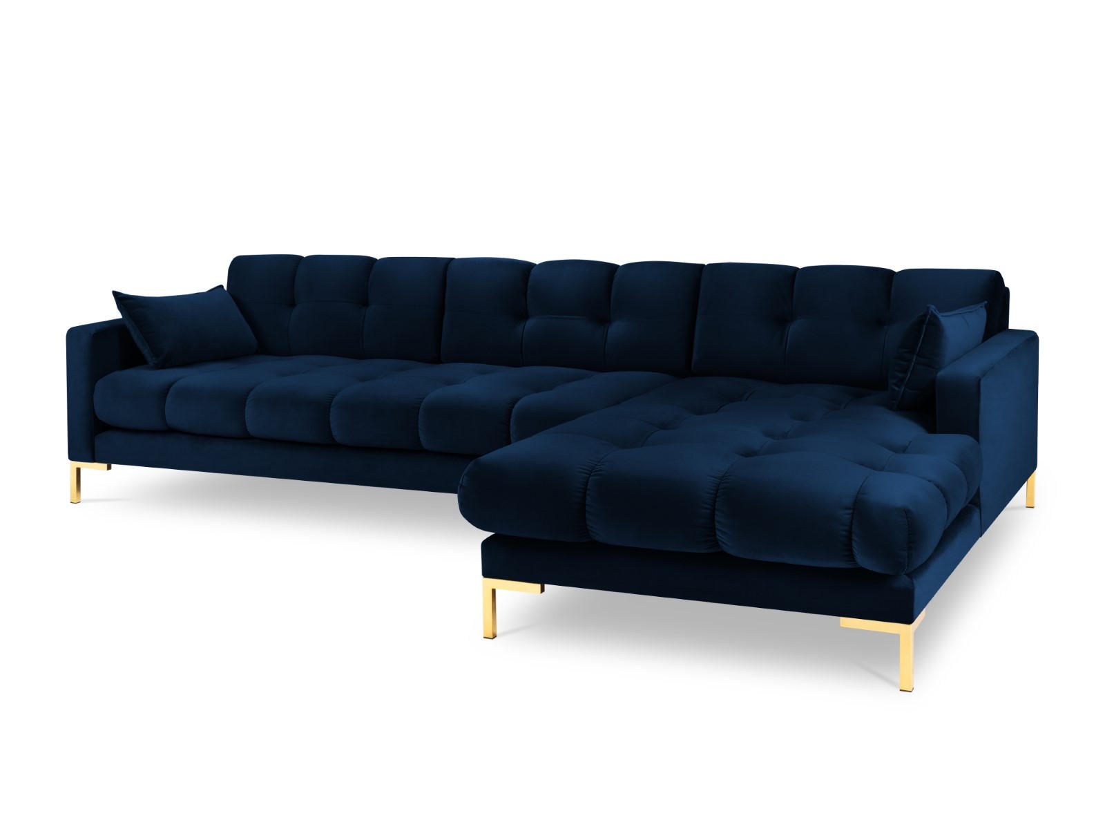 ECKSOFA rechts Mamaia aus Samt königsblau 5 Sitzplätze - Blau, Textil (185/293cm) - Micadoni