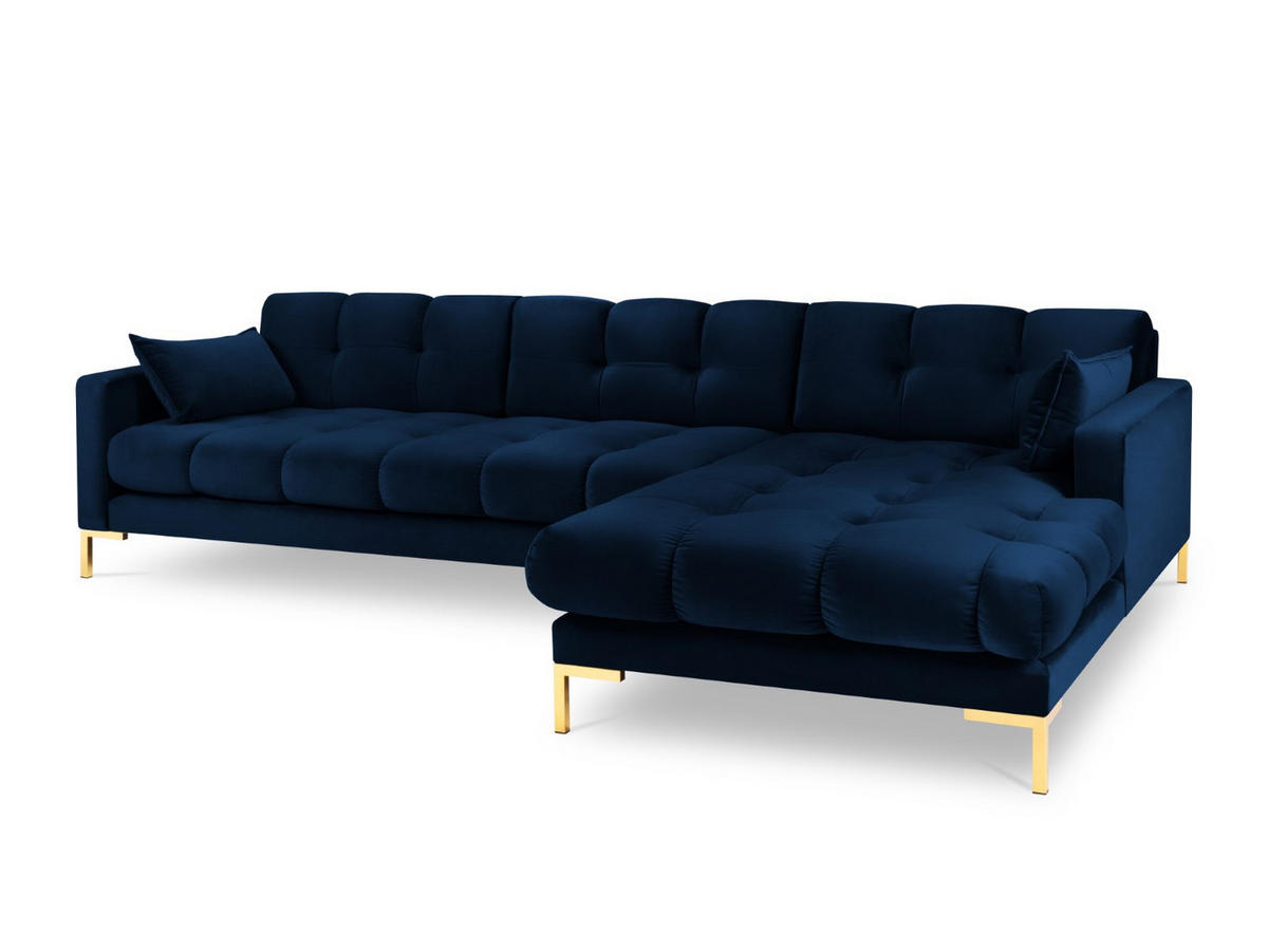 ECKSOFA rechts Mamaia aus Samt königsblau 5 Sitzplätze - Blau, Textil (185/293cm) - Micadoni