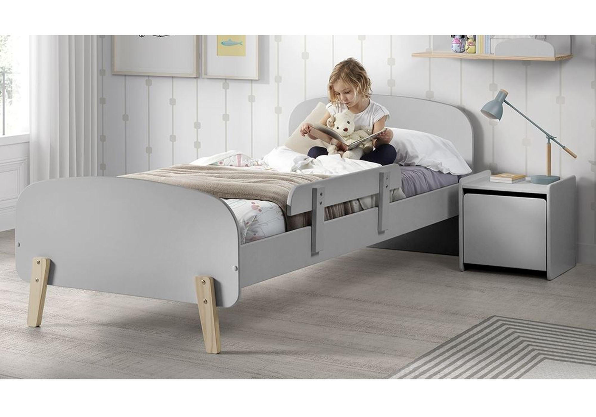 KINDERZIMMER Set Karilynn 2 Massivholz+MDF hellgrau - Hellgrau, Holz (220/73/120cm) - 58aufmkessel