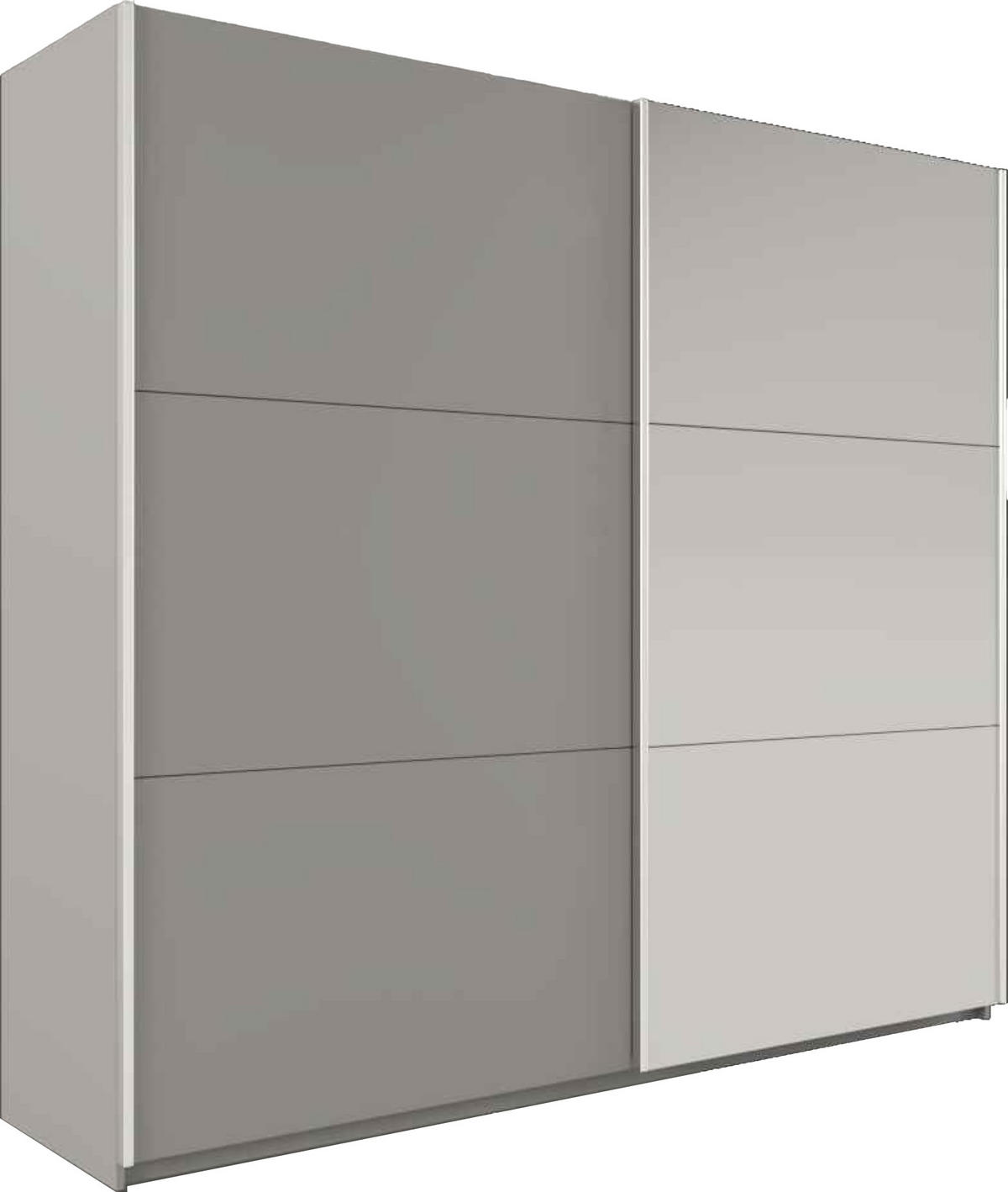 SCHWEBETÜRENSCHRANK IVERN 250/215/65 cm 2-türig mit Spiegel Grau - Grau, Holzwerkstoff (250/215/65cm) - MASSENO