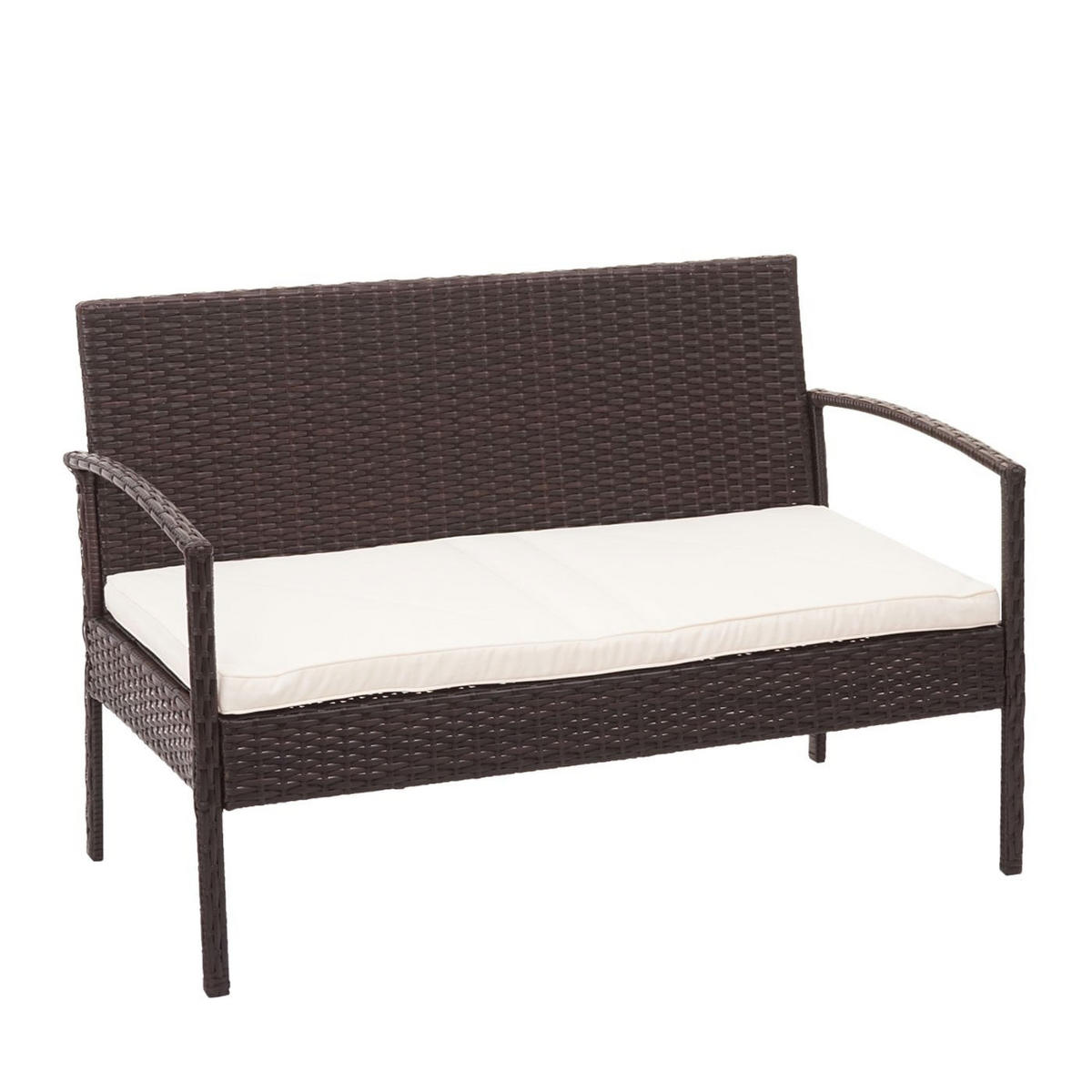 LOUNGE-SET Garten Braun Kissen Creme - Braun, Metall - PROREGAL