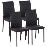 ESSZIMMERSTUHL, 4er-Set Essstuhl, Gepolsterte Esszimmerstühle aus Kunstleder - Schwarz, Kunststoff (50/91/41cm) - HOMCOM