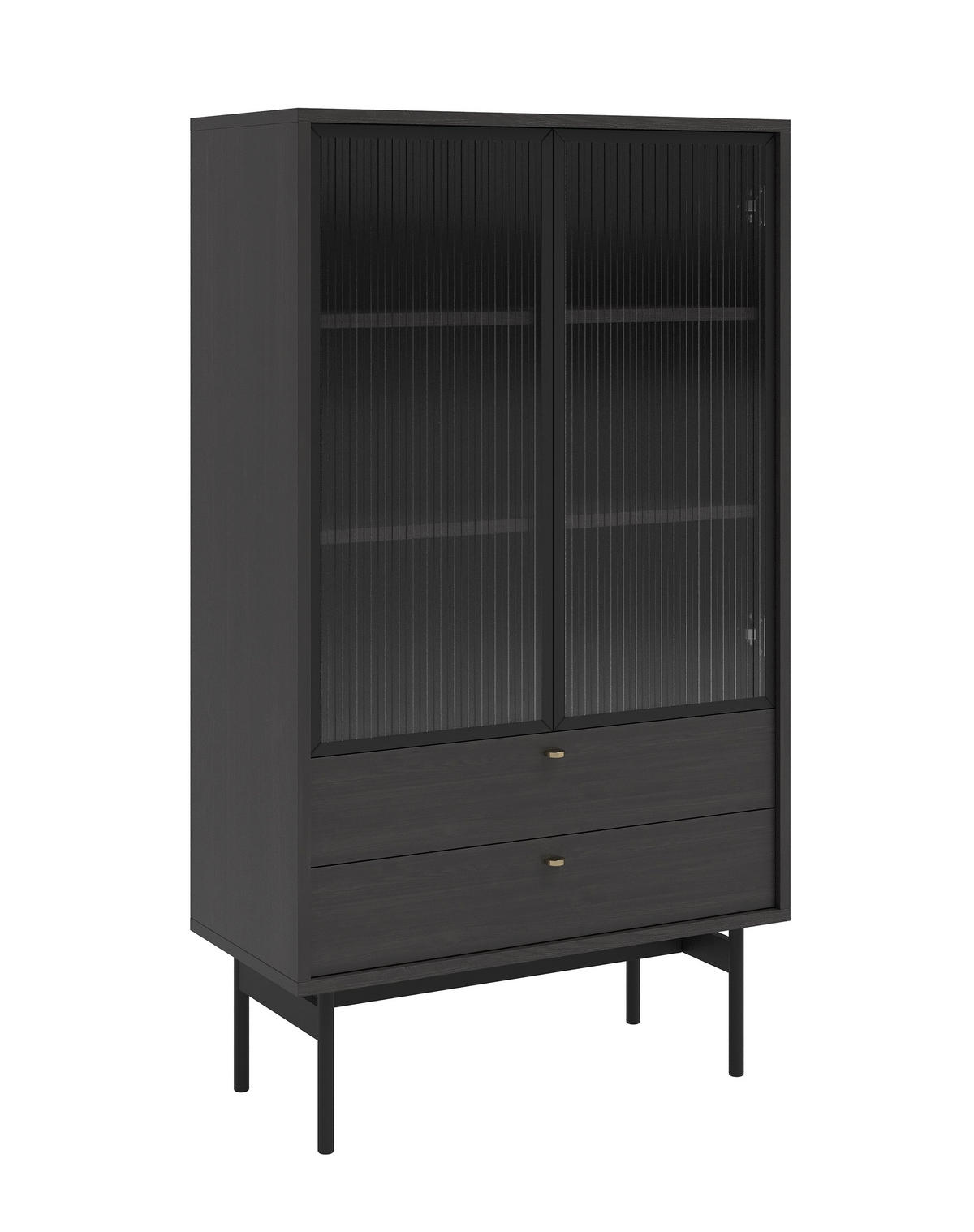VITRINE Olar II Holzoptik Esche Portland Schwarz 85 cm - černá/zlatá, kov/kompozitní dřevo (85/150/41cm) - Selsey