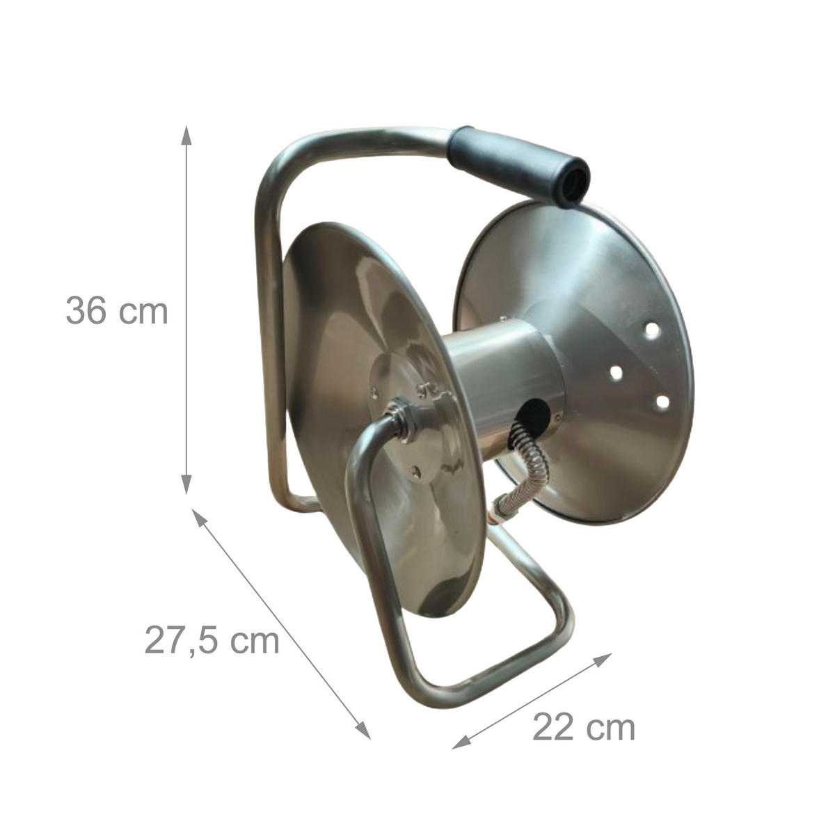 SCHLAUCHTROMMEL - Silberfarben, Metall (22/36/27.5cm) - Relaxdays