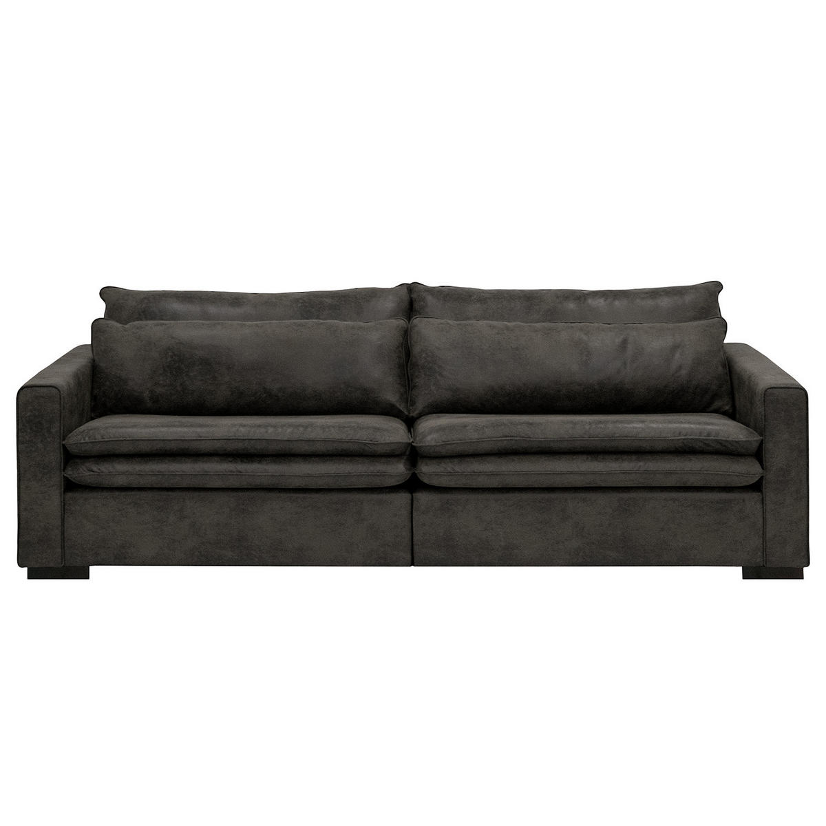 BIGSOFA - Dunkelbraun/Anthrazit, Buchenholz/Textil (240/82/104cm) - home24