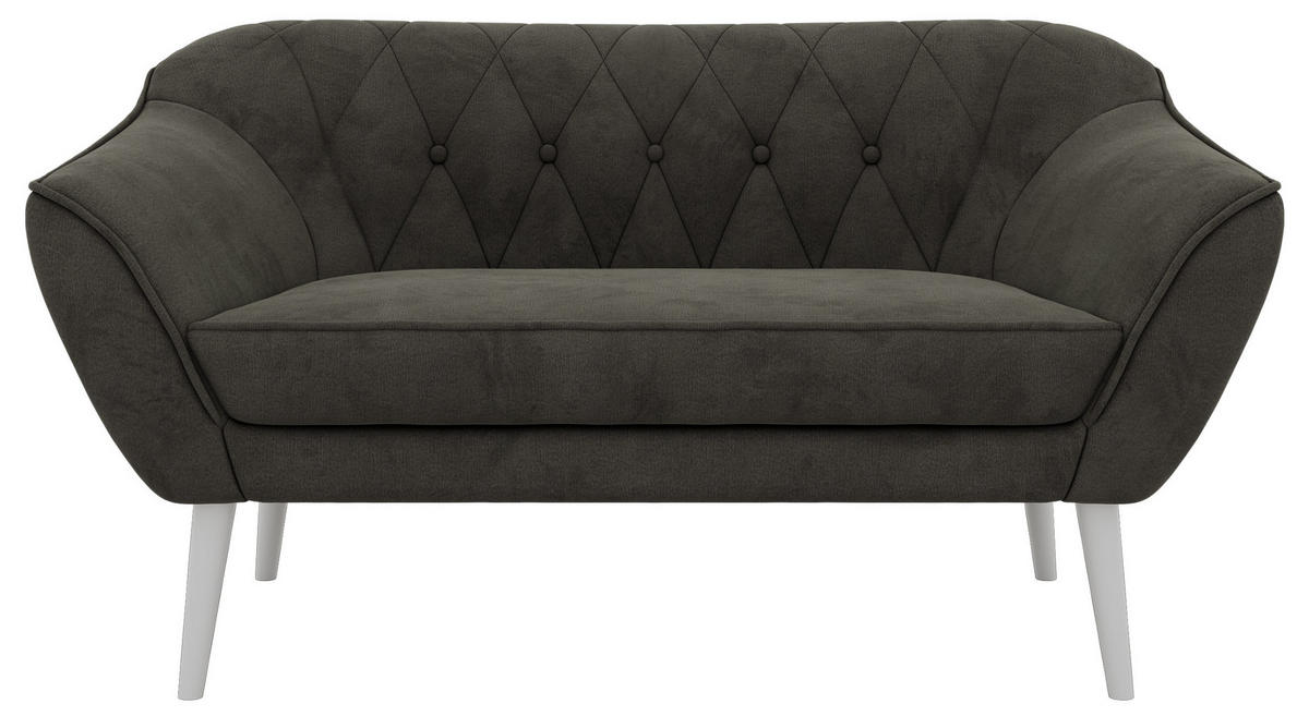 DVOUMÍSTNÁ POHOVKA PIRS 2 - Tmavě šedá Samet - Bílé nohy - bílá/tmavě šedá, kompozitní dřevo/textil (140/75/74cm) - MKS