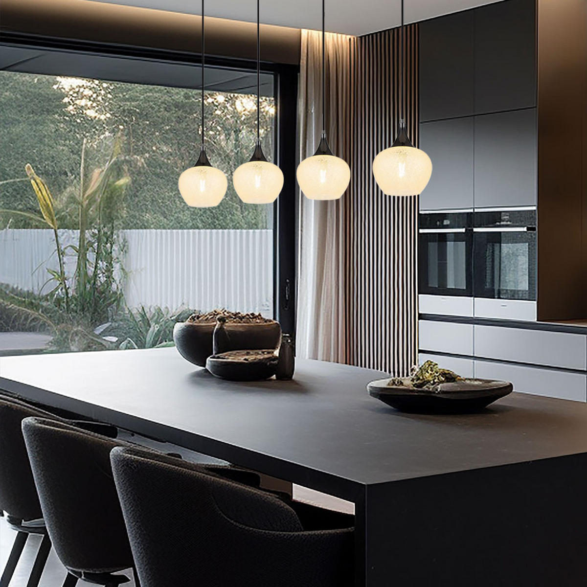 LED HÄNGELEUCHTE Metall Glas Schwarz Chrom - Schwarz, Glas (99/18/120cm) - Globo Lighting