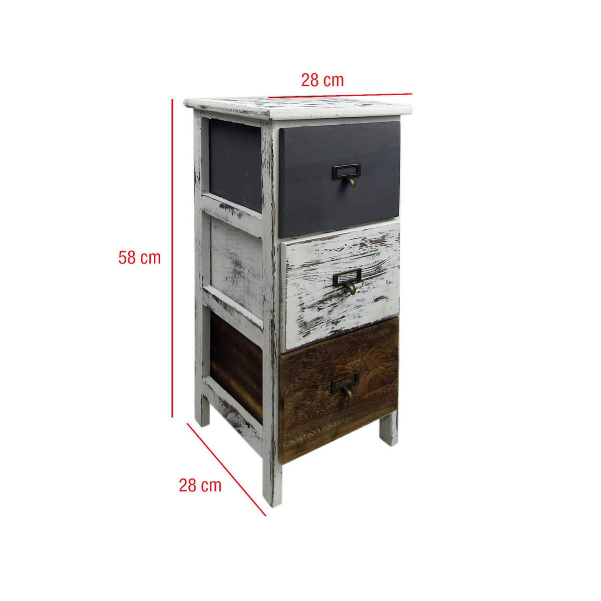 NACHTTISCH Mehrfarbig 28/28/58 cm - Multicolor, Holz (28/58/28cm) - Mobili Rebecca