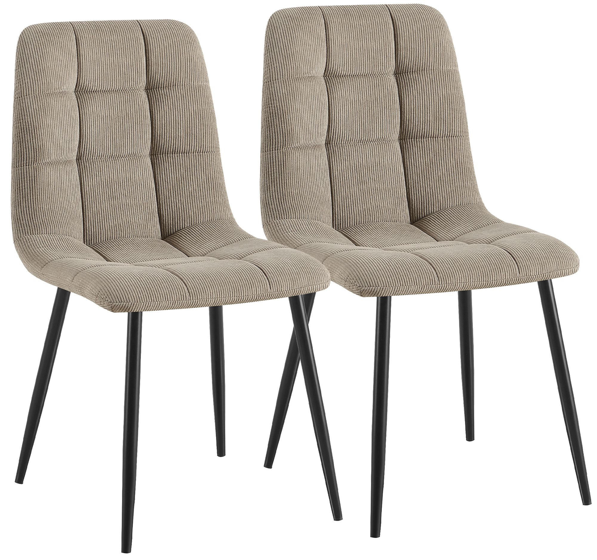 ESSZIMMERSTUHL 2 Cord Taupe - Taupe/Schwarz, Textil/Metall (45/84/55cm) - CLP