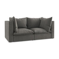 2-SITZER SOFA Strukturstoff Grau - Dunkelgrau/Schwarz, Holzwerkstoff/Kunststoff (180/77/90cm) - LaMiaSofa