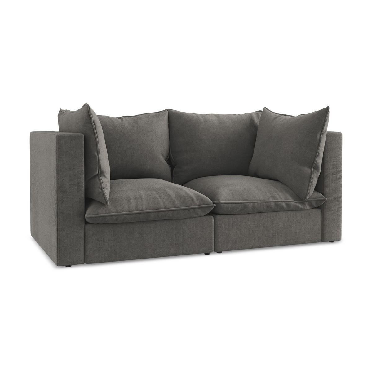 2-SITZER SOFA Strukturstoff Grau - Dunkelgrau/Schwarz, Holzwerkstoff/Kunststoff (180/77/90cm) - LaMiaSofa