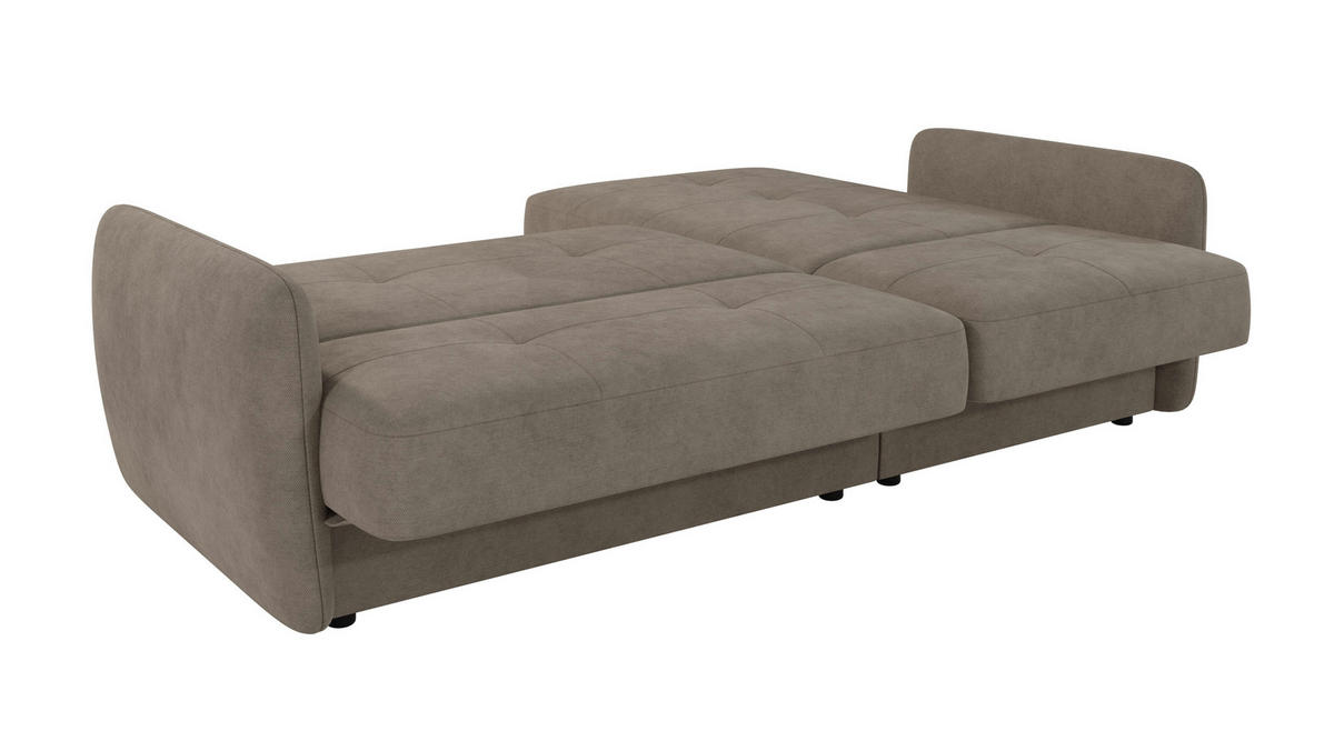 ECKSOFA Lupo Dunkelbeige Mikrofaser - Beige/Schwarz, Holz/Kunststoff (232/147cm) - S-Style Möbel
