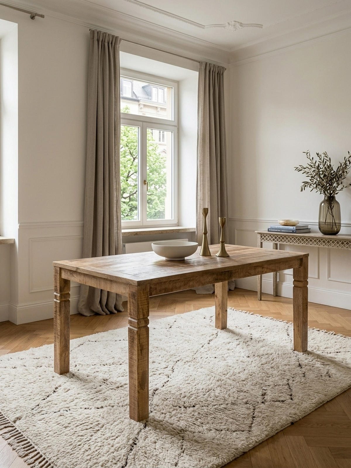 ESSTISCH – Mango Massivholz 120 cm Landhausstil Schnitzereien - Braun, Holz (70/120/76cm) - KADIMA DESIGN