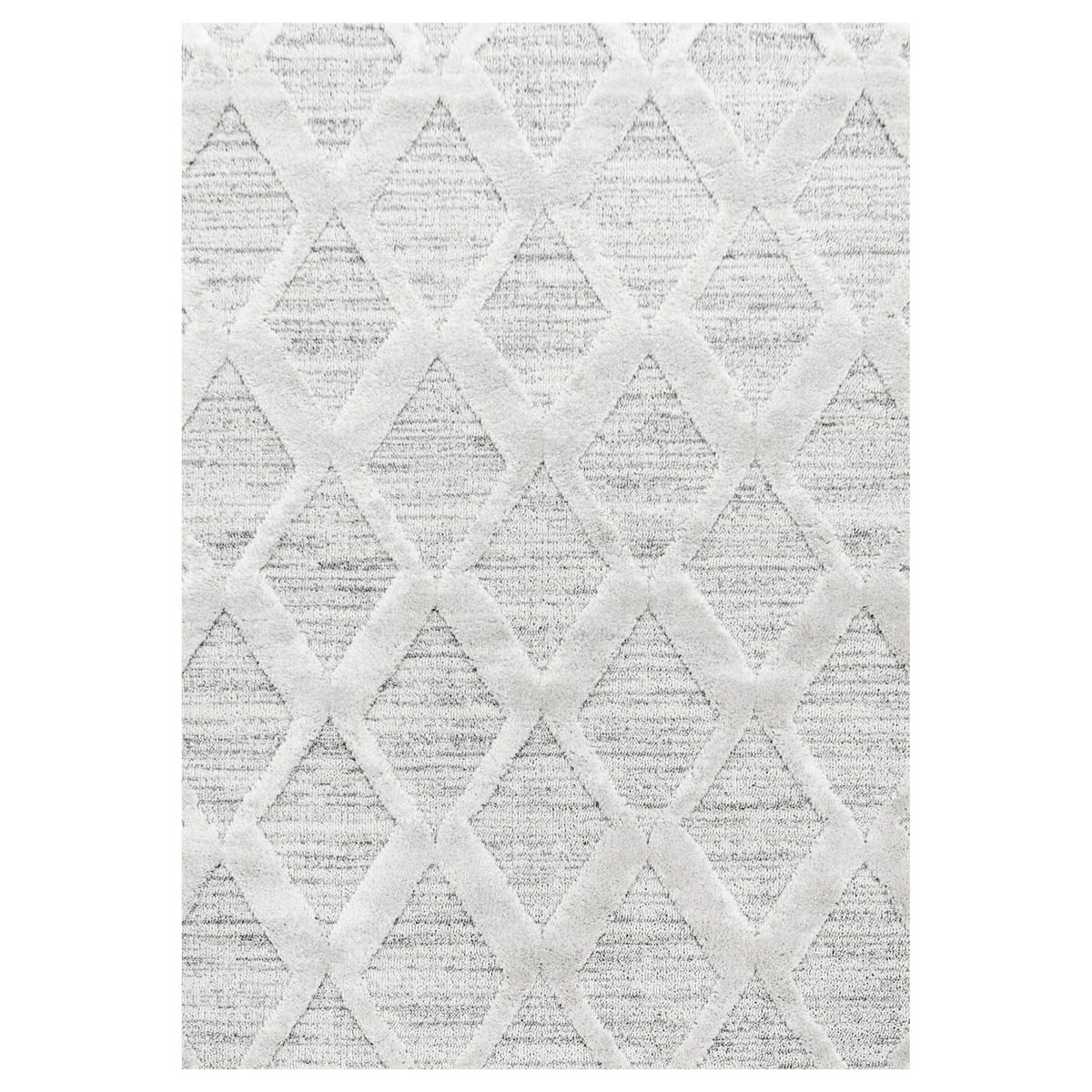 TEPPICH Hochflor Hoch-Tief Boho-Muster Polypropylen Wohnzimmer Grau Rechteckig 160x230 - Grau, Textil (160/230cm) - KADIMA DESIGN