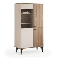 VITRINE BELLAGIO 156 cm Kaschmir / Nussbaum - Kaschmir/Schwarz, Holzwerkstoff/Metall (88/156/40cm) - Idohome