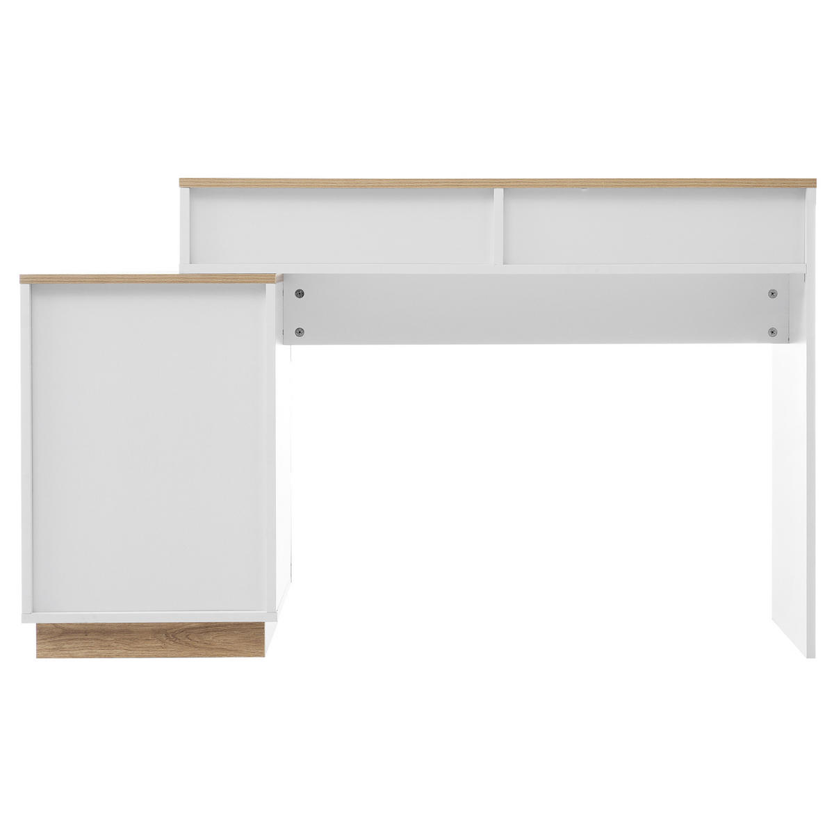 SCHREIBTISCH mit 5 Schubladen in Weiß/Eicheoptik - Weiß, Holzwerkstoff (120/60/75cm) - BEAOK