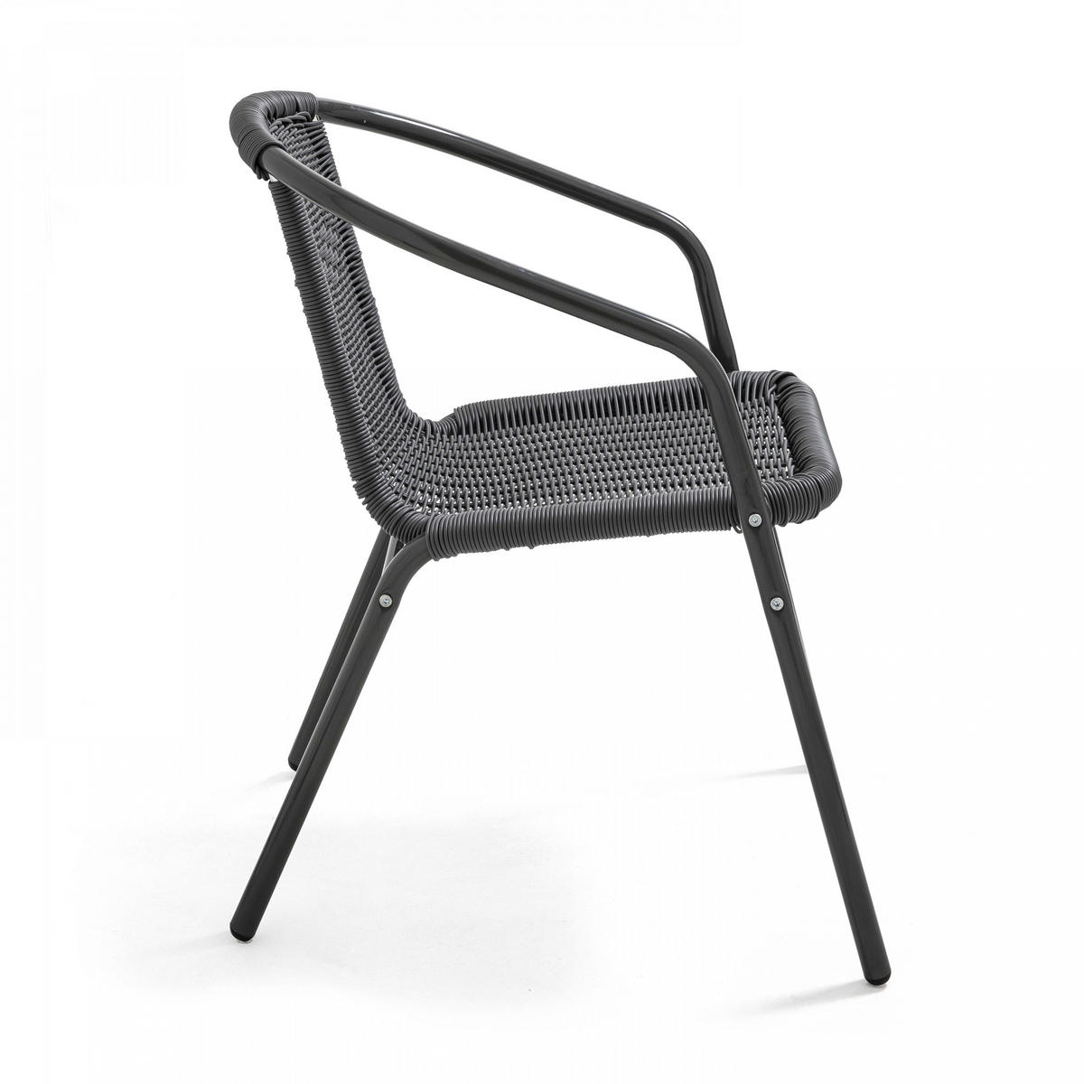 GARTENSTUHL 4-tlg., Schwarz - Schwarz, Metall (60/72/51cm) - Oviala