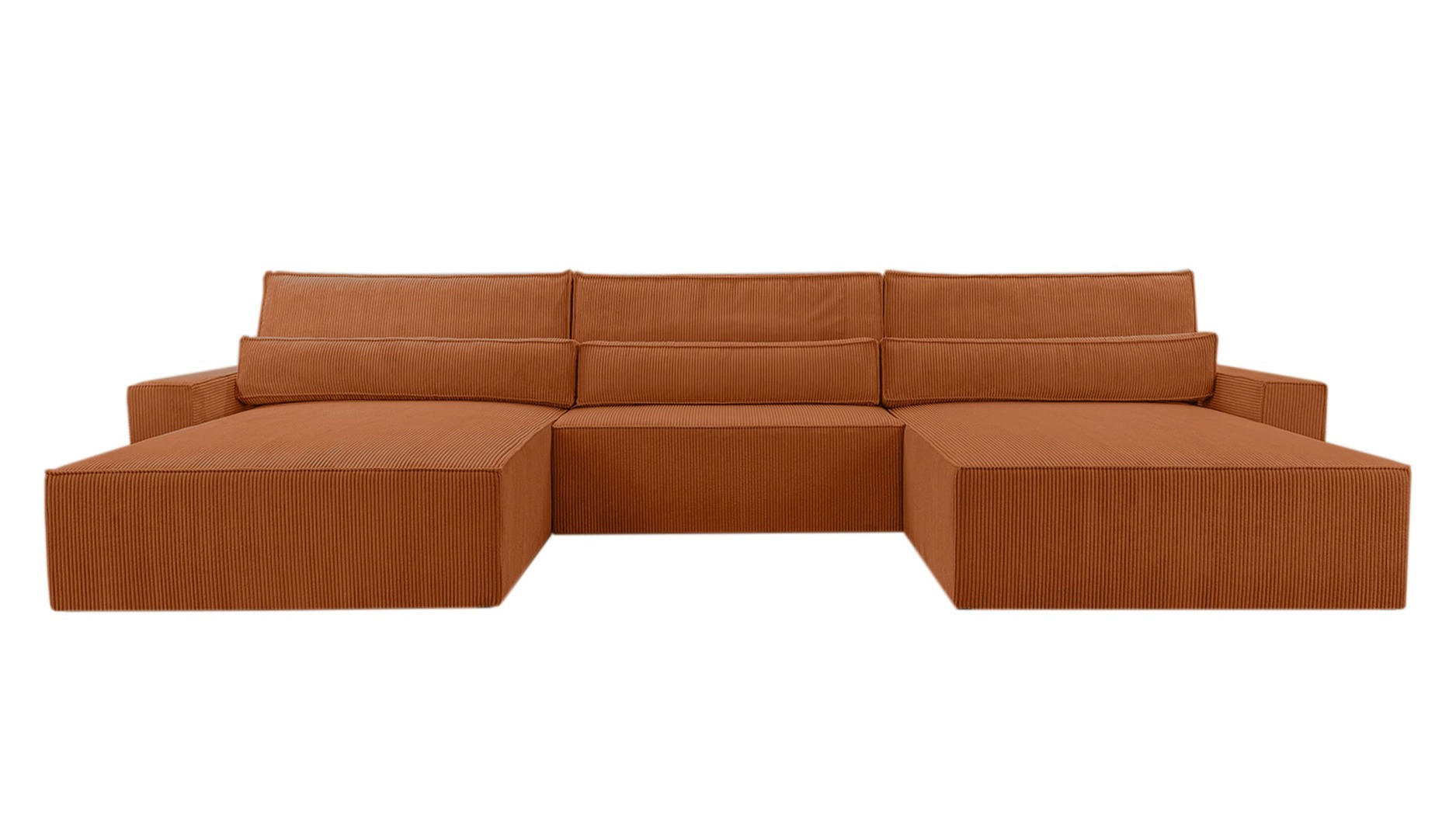 WOHNLANDSCHAFT - Denver U - Orange - Orange, Holz (410/85/200cm) - Möblo