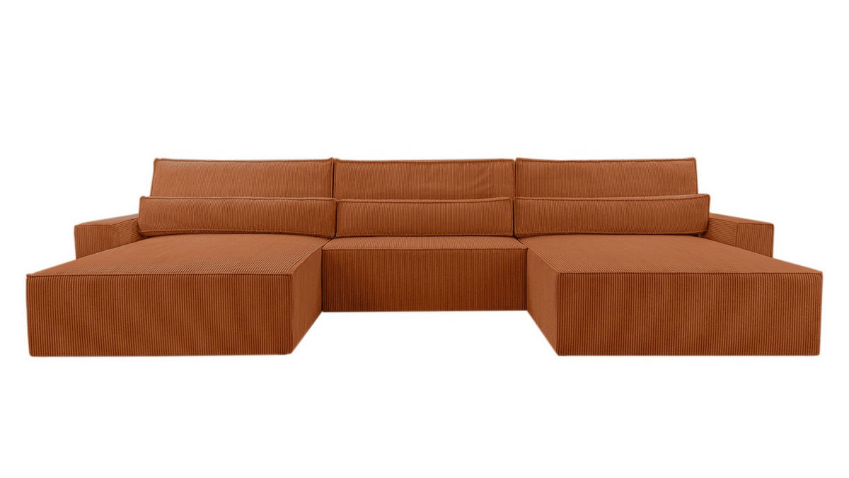 WOHNLANDSCHAFT - Denver U - Orange - Orange, Holz (410/85/200cm) - Möblo