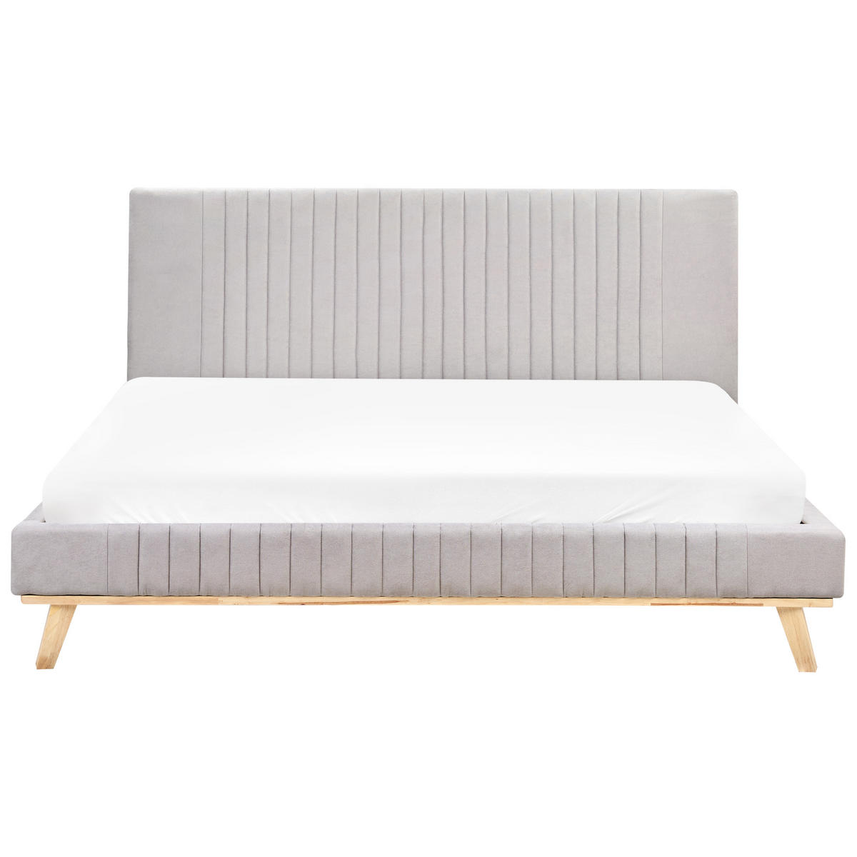 BETT mit Lattenrost 180/200 cm Hellgrau Talence - Hellgrau/Braun, Textil (180/200cm) - Beliani