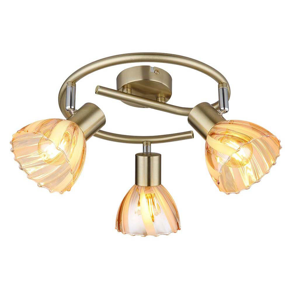 DECKENLEUCHTE, Messing, schwenkbar, 3-flammig - Messingfarben, Glas (46/46/19cm) - Globo Lighting