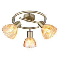 DECKENLEUCHTE, Messing, schwenkbar, 3-flammig - Messingfarben, Glas (46/46/19cm) - Globo Lighting