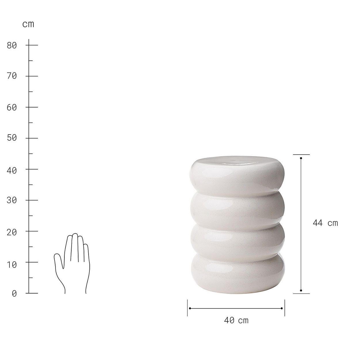 BEISTELLTISCH Artista - Weiß, Keramik (34/34/44cm) - Butlers