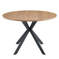 ESSTISCH runder Walnuss mit schwarzem X-förmigem Gestell 110/110/75 cm - Walnussfarben, Holz (110/110/76cm) - Oxeza