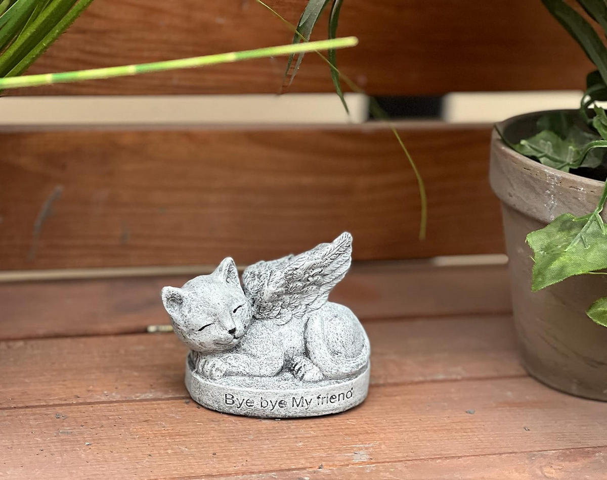 STEINFIGUR Katze frostfest Bye Bye My Friend frostfest massiv Grabstein - Grau, Stein (6/8/7cm) - stoneandstyle