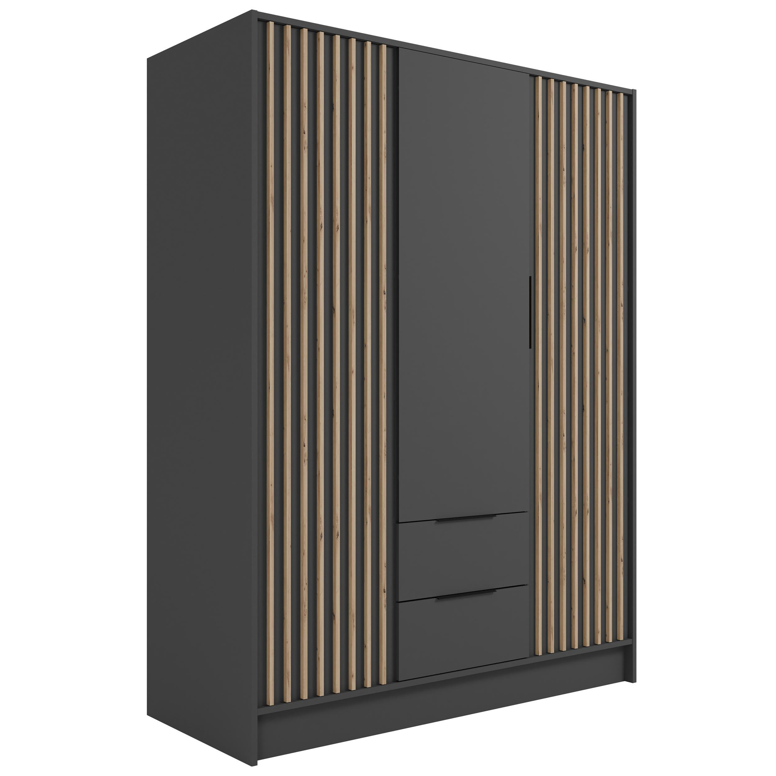 KLEIDERSCHRANK NELIA - 150 cm - Schwarz/Eiche Artisan, Holzwerkstoff (150/200/51cm) - ALTDECOR