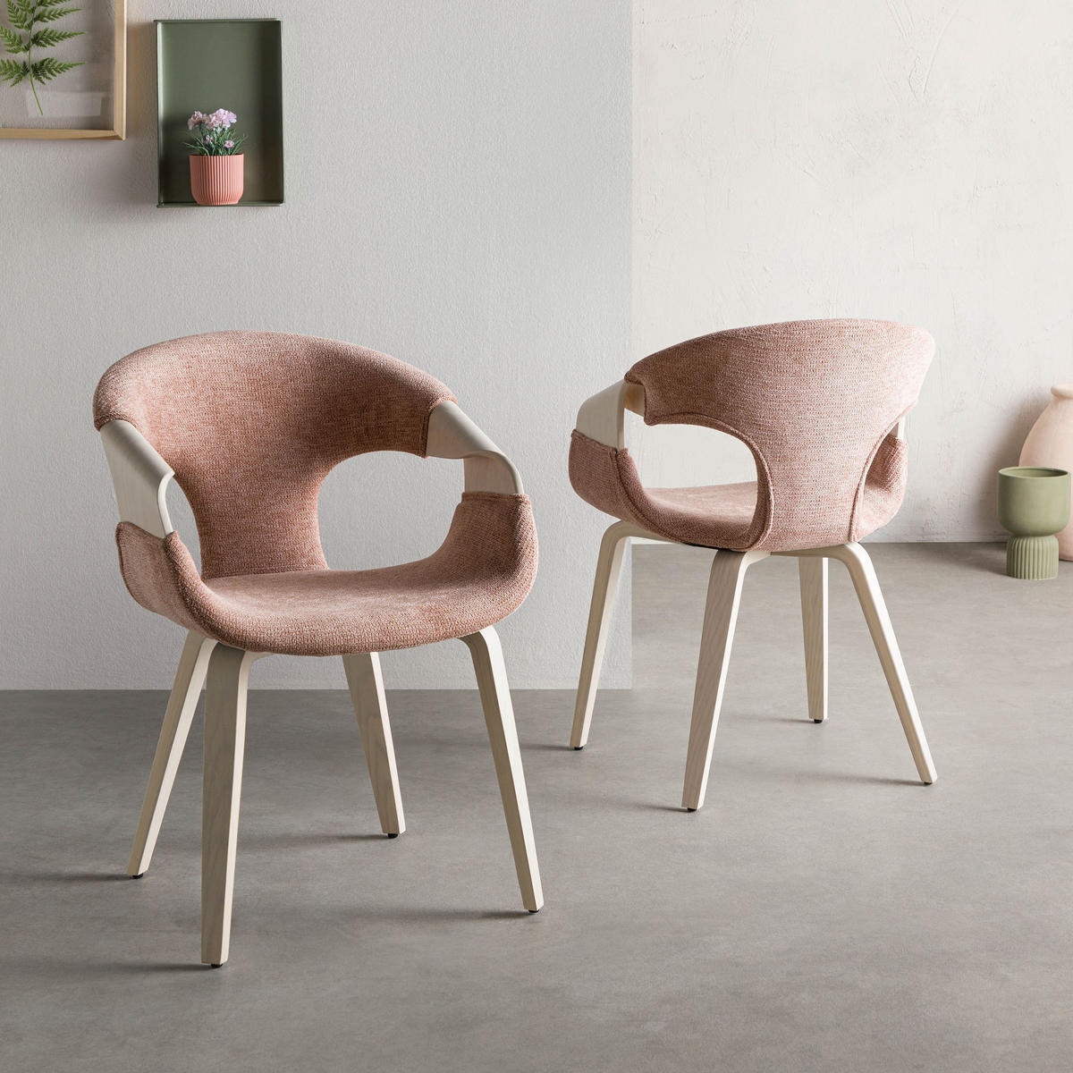 STUHL Formholz 55 x 56 x 80 cm rosa POLSTERSTÜHLE #03 - Rosa, Kunststoff (55/80/56cm) - Massivmoebel24