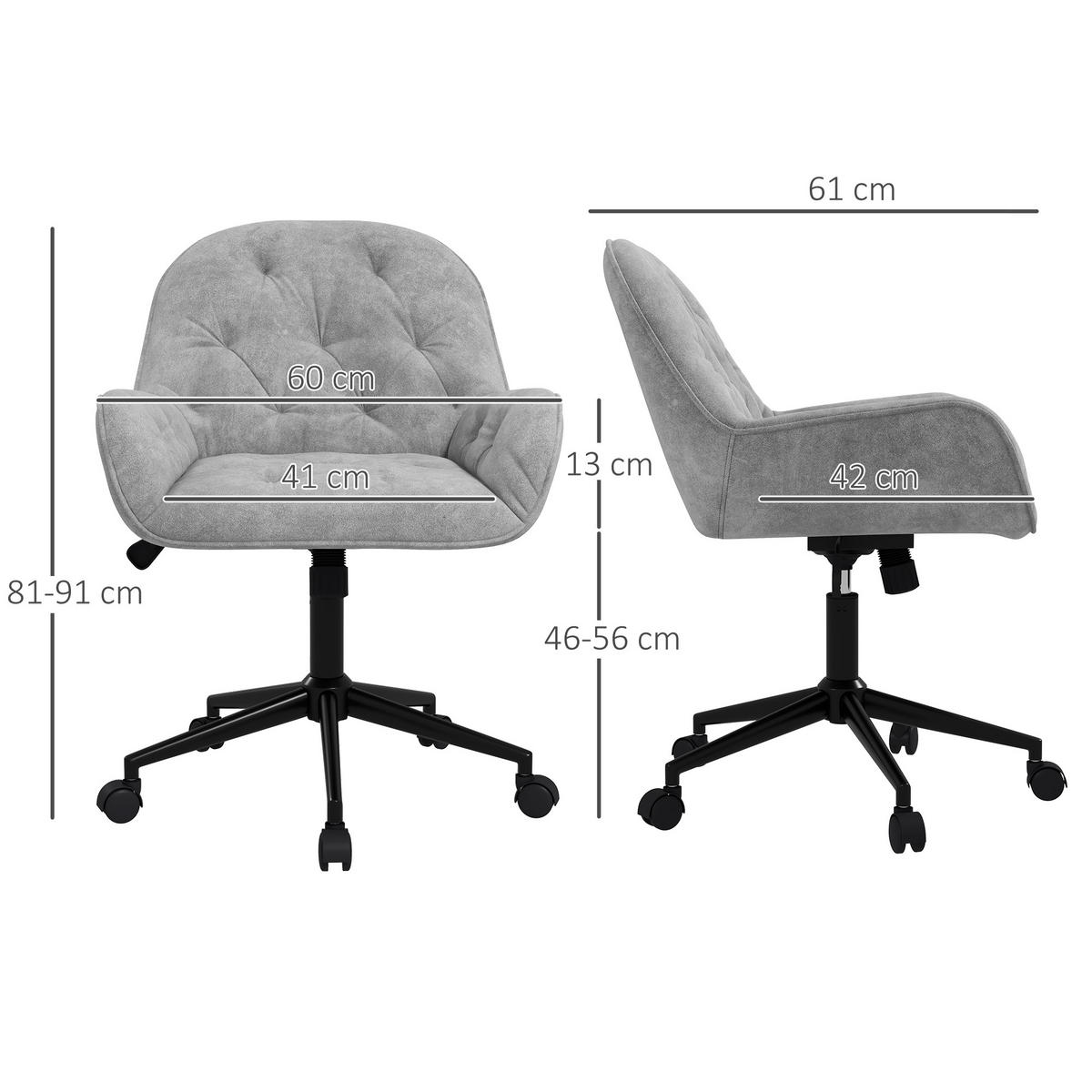 BÜROSTUHL Schreibtischstuhl mit Wippfunktion höhenverstellbar Computerstuhl - Hellgrau, Metall (61/91/60cm) - Vinsetto