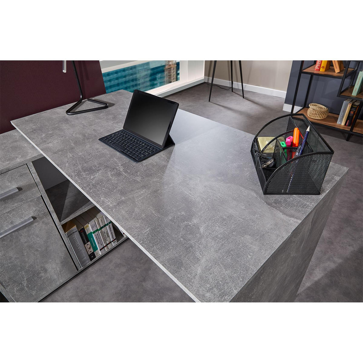 ECKSCHREIBTISCH DIEGO - Grau, Holzwerkstoff (122/120/75cm) - CARO-Möbel