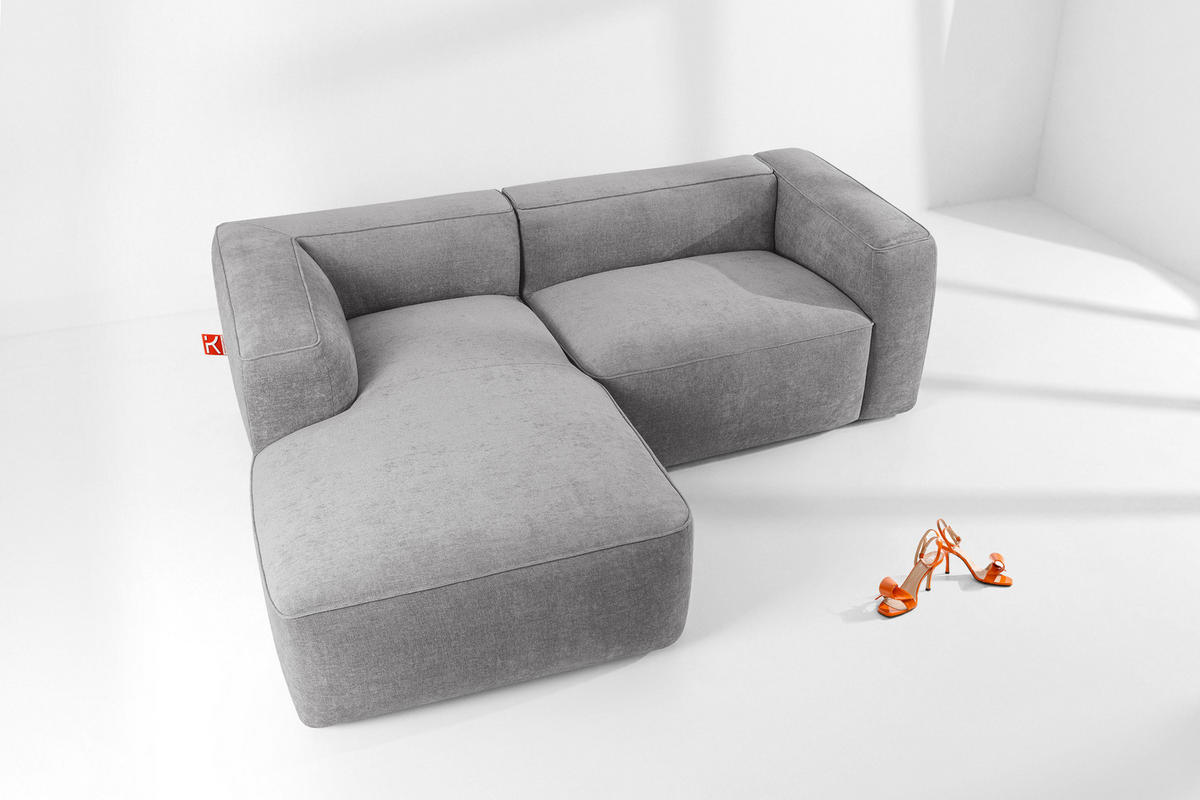 ECKSOFA LINKS FUBBO, Hellgrau - Hellgrau, Holz/Holzwerkstoff (225/176cm) - KONSIMO®