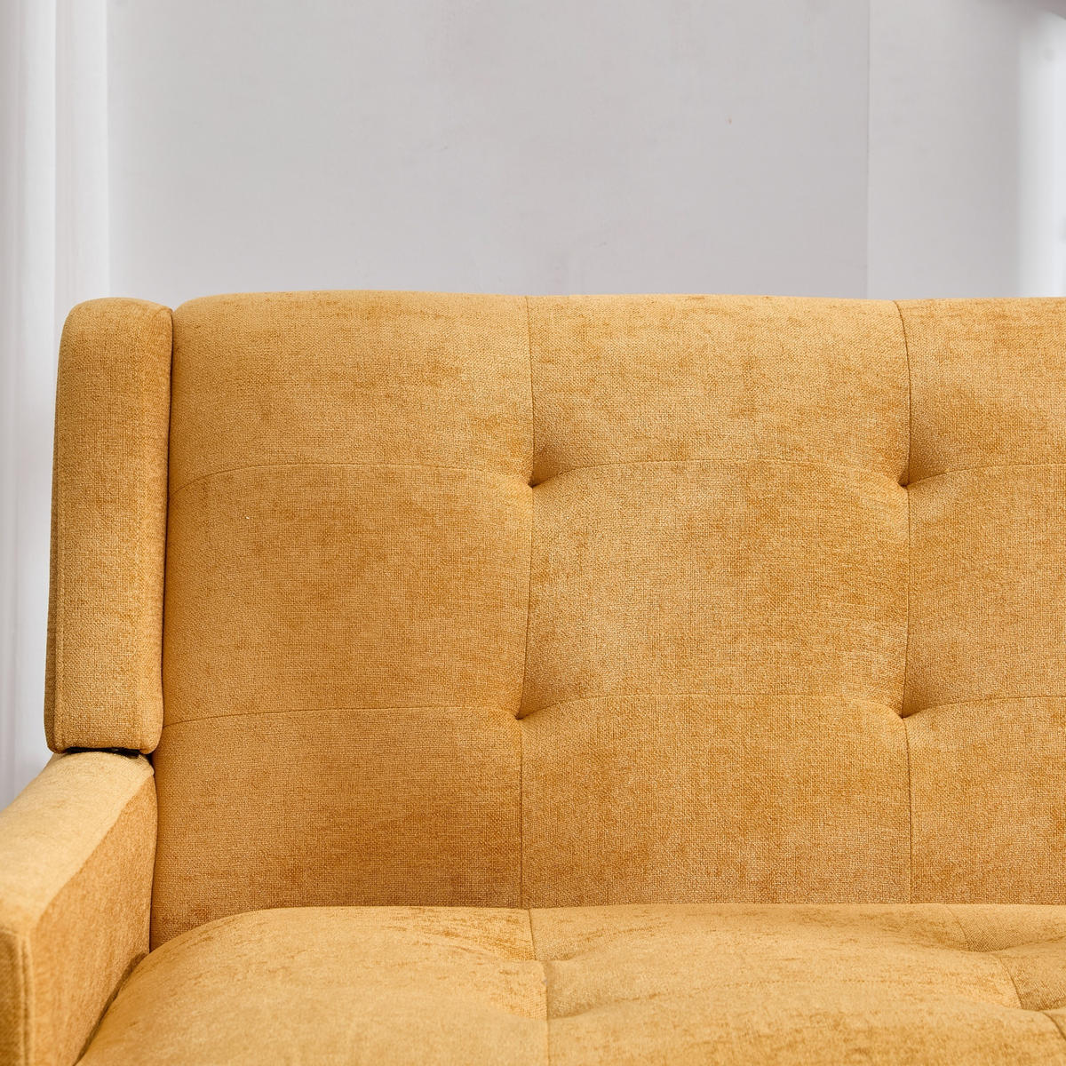 SITZBANK 2-Sitzer Leinenbezug mit Tufting, Massivholzbeinen 119/75/88 cm Gelb - Gelb, Textil (75/88/119cm) - Redom