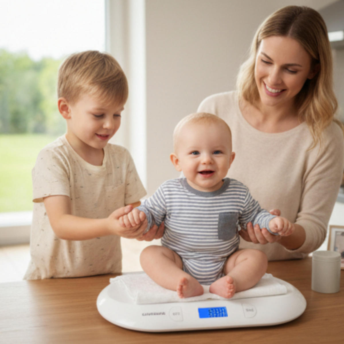 BABYWAAGE Weiß 20 Kg, Digital, Personenwaage, Säuglingswaage, Kinderwaage, Präzisionswaage, LCD Display, Haushalt, Genau, Modern, Praktisch - Weiß, Kunststoff (31.8/54.5cm) - Grundig
