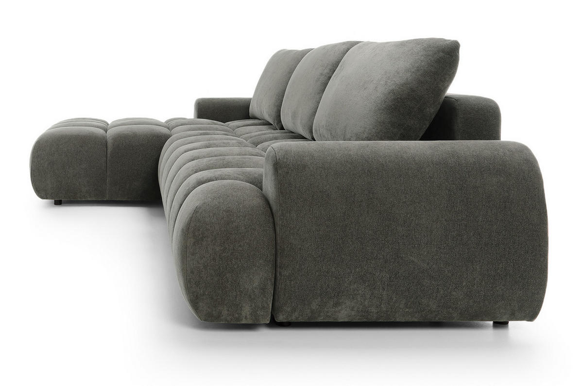 ECKSOFA 340 cm Valerio II, Schlaffunktion, Bettkasten, Links, Dunkelgrau - Dunkelgrau, Holz (340/177cm) - Emporius