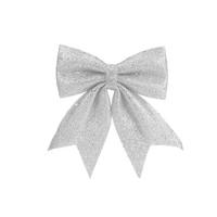 WEIHNACHTSSCHLEIFE mit Glitzer, Silber, 23 × 29 cm, Stoff, für Weihnachtsbaum und Dekoration - Silberfarben, Kunststoff (23/29/1cm) - LAALU