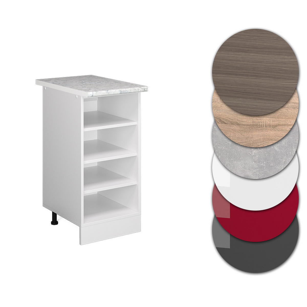 KÜCHENREGAL R-Line Weiß 40 cm, AP Marmor - Weiß, Holzwerkstoff (40/81.6/60cm) - Vicco