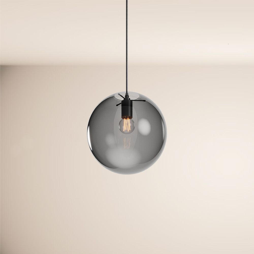 HÄNGELAMPE Orb 1.5m Abhängung Rauch/Schwarz Ø 30cm - Anthrazit/Schwarz, Glas (30/30/30cm) - s.luce