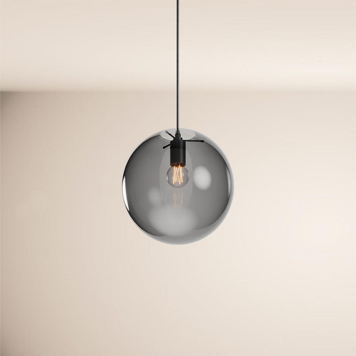 GALERIELEUCHTE Orb 5m Abhängung Rauch/Schwarz Ø 30cm - Anthrazit/Schwarz, Glas (30/30/30cm) - s.luce