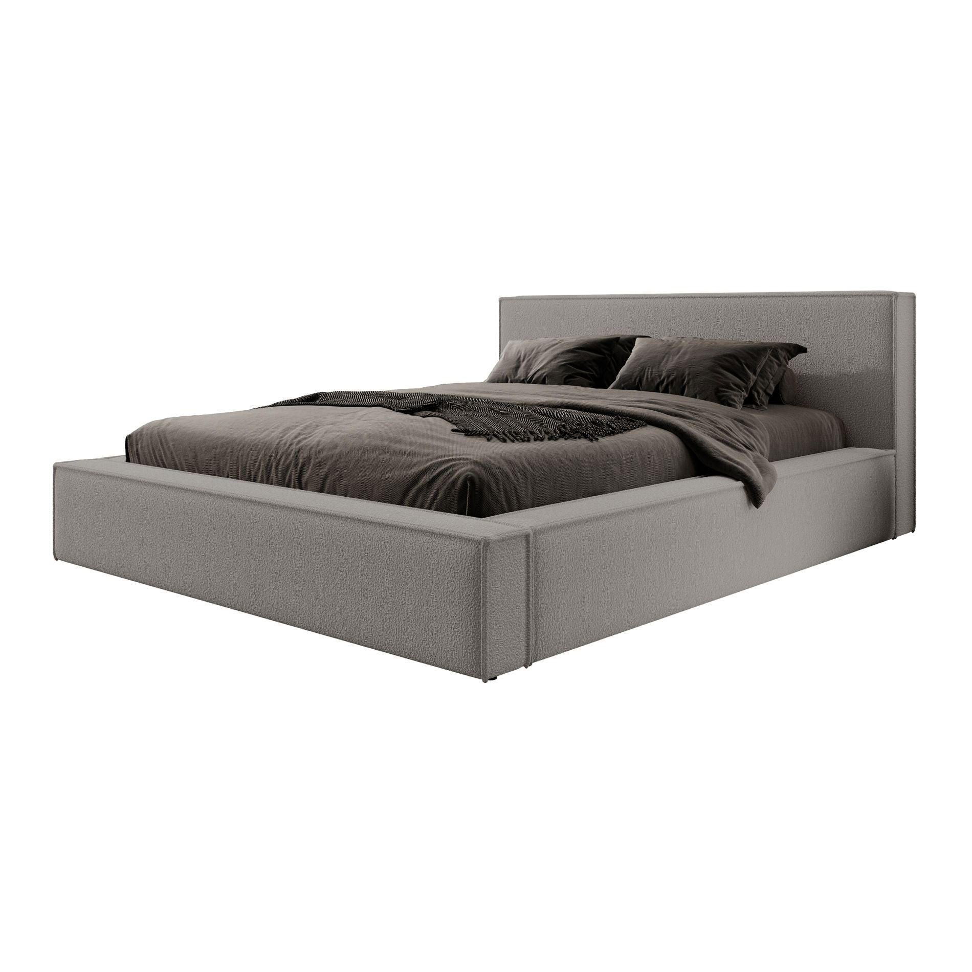POLSTERBETT Bocalio Dunkelgrau Boucle 140 cm - Dunkelgrau, Kunststoff/Textil (140/200cm) - Selsey