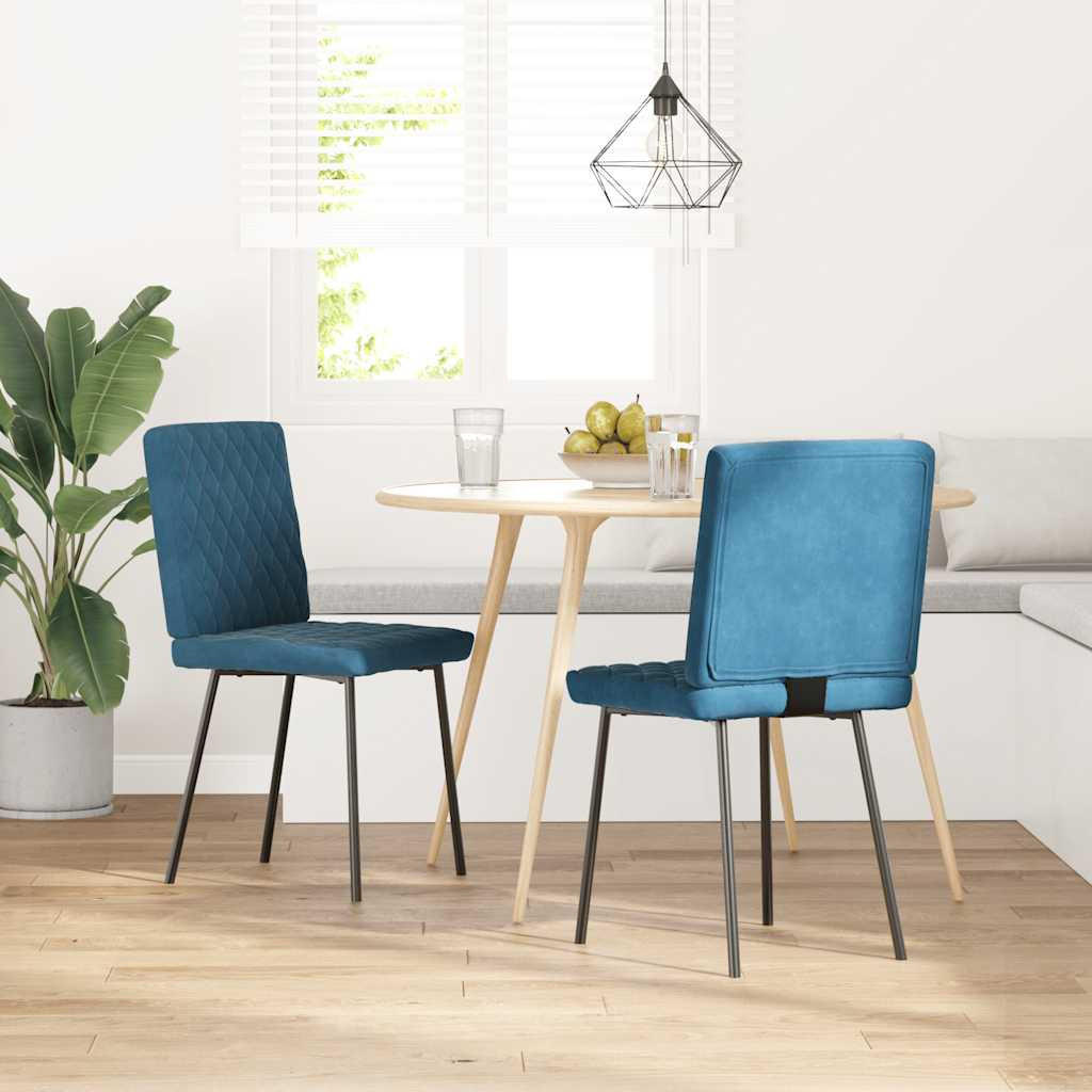 ESSZIMMERSTÜHLE 2 Stk. Blau Samt 45*54*83cm - Blau, Metall (45/83/54cm) - ZMH