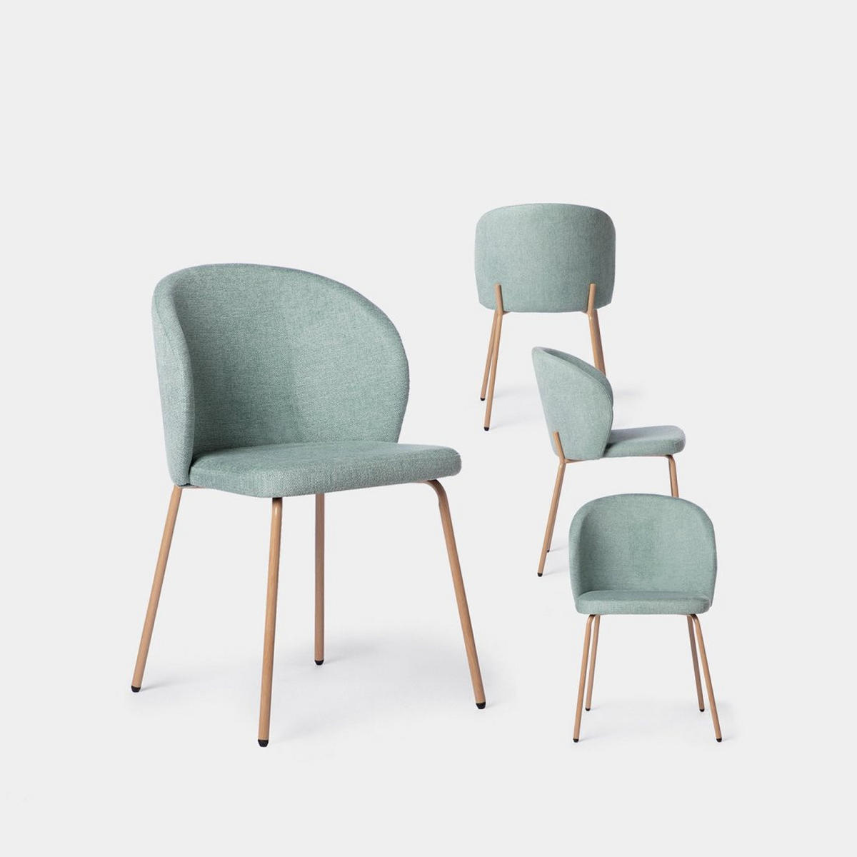 ESSZIMMERSTUHL Norah Grün 49 cm x 80 cm 4er-Set - Grün, Textil (49/80/56cm) - Klast Home