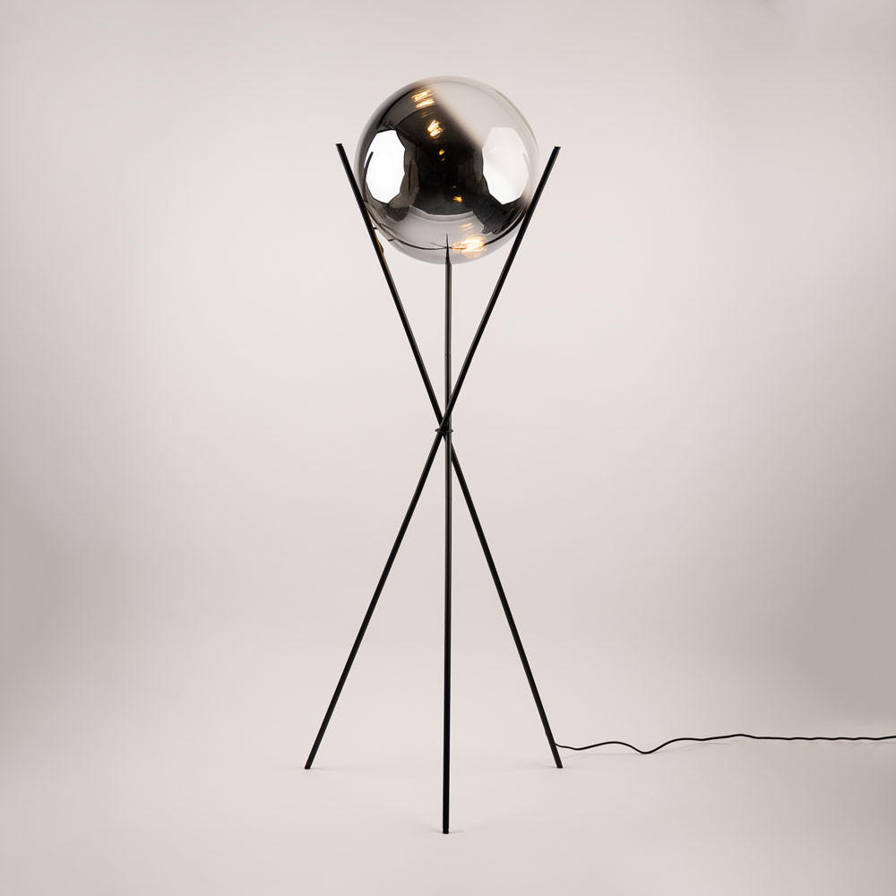 STEHLAMPE Orb Tripod Rauch Schwarz/Verlauf - Schwarz, Glas (40/40/160cm) - s.luce